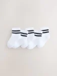 White/Black Cropped Ankle Cushioned Footbed Cotton Rich