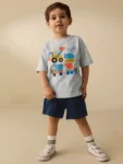 Grey Marl Digger Short Sleeve T-Shirt and Shorts Set