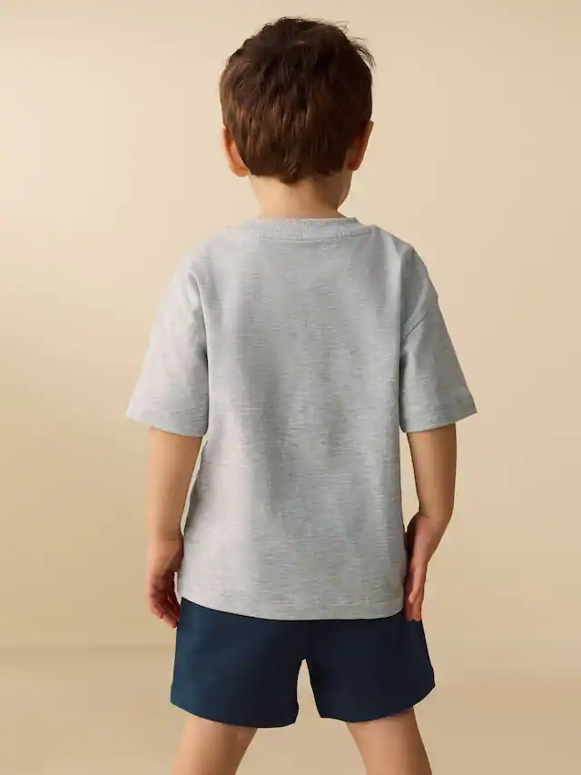 Grey Marl Digger Short Sleeve T-Shirt and Shorts Set