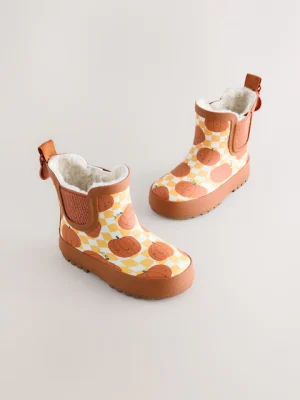 Orange Pumpkin Warm Lined Ankle Wellies
