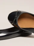 Lipsy Black Faux Patent Leather Bow Detail Ballerina