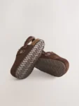 Chocolate Brown Leather Cushioned Footbed Clogs
