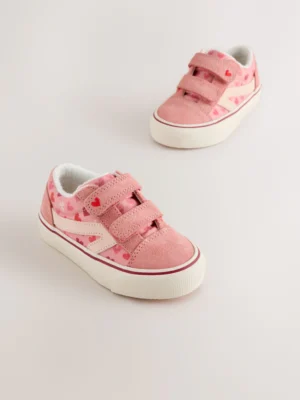 Pink Heart Wide Fit (G) Touch Fastening Trainers