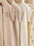 Neutral "Milk Club" Embroidered Baby Jersey Rompers 4 Pack