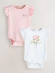 Baker by Ted Baker 2 Pack White/Pink Frill Bodysuits