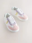 Multi Pastel Elastic Lace Retro Trainers