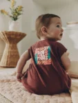 Brown Seminal Printed Rebecca Zwanzig Button Through Baby Romper