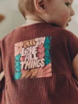 Brown Seminal Printed Rebecca Zwanzig Button Through Baby Romper