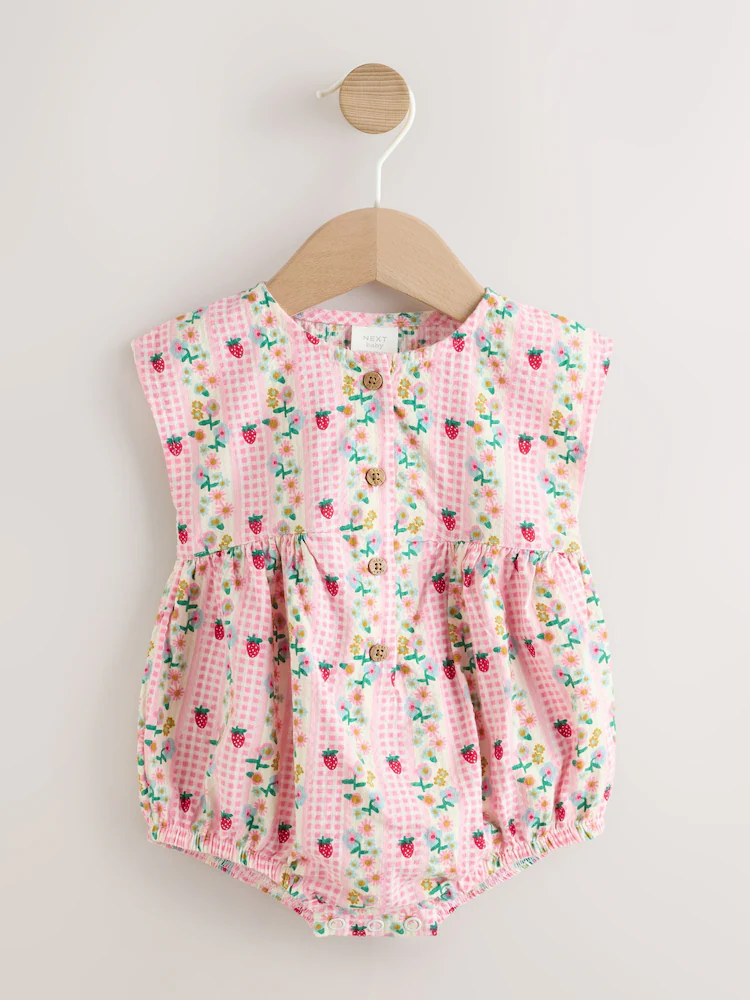 Pink Floral Bloomer Baby Romper