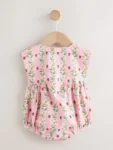 Pink Floral Bloomer Baby Romper