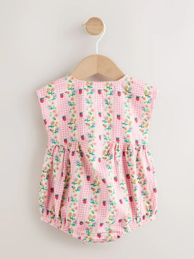 Pink Floral Bloomer Baby Romper
