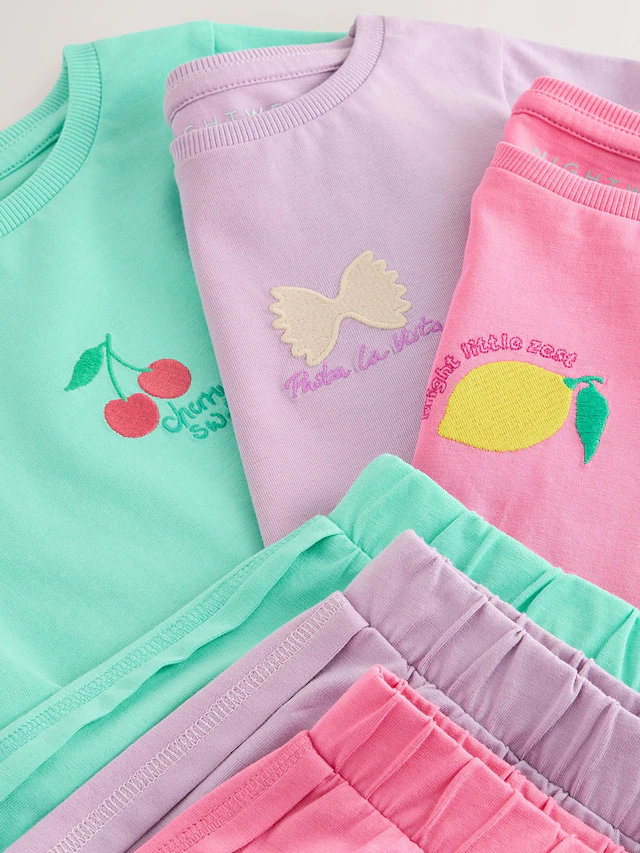 Teal/Pink Short Pyjamas 3 Pack
