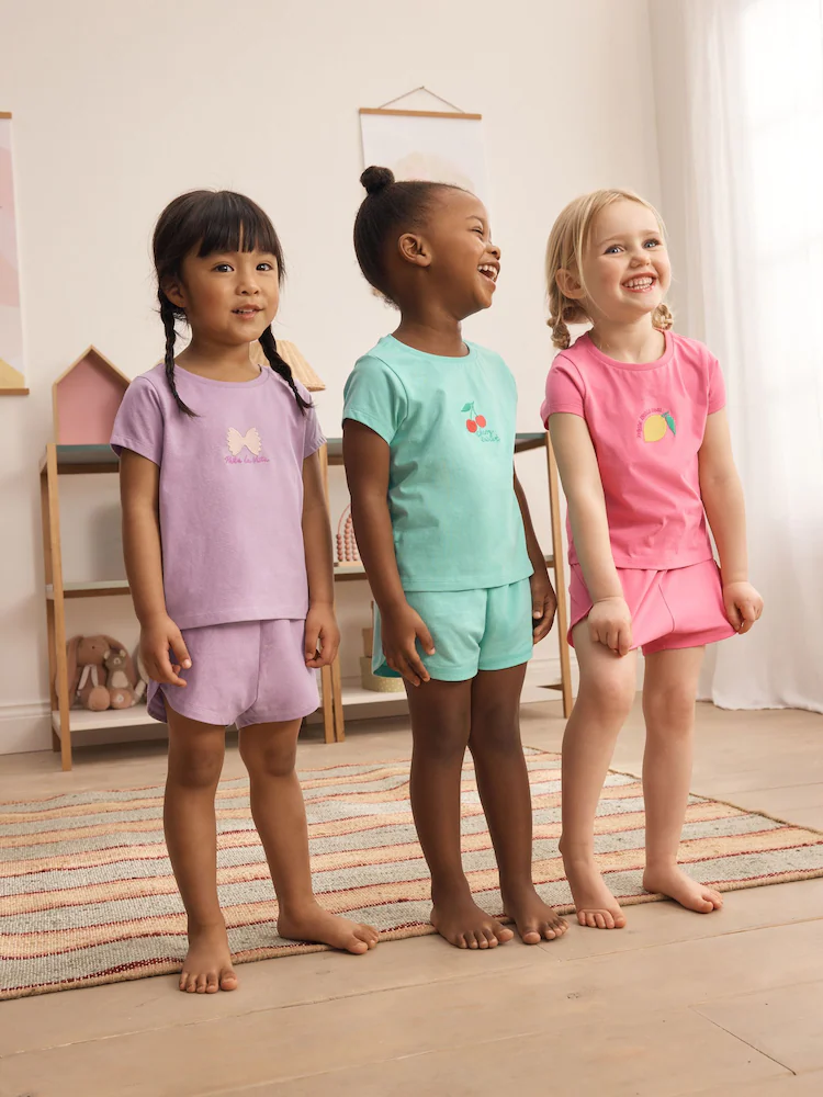 Teal/Pink Short Pyjamas 3 Pack