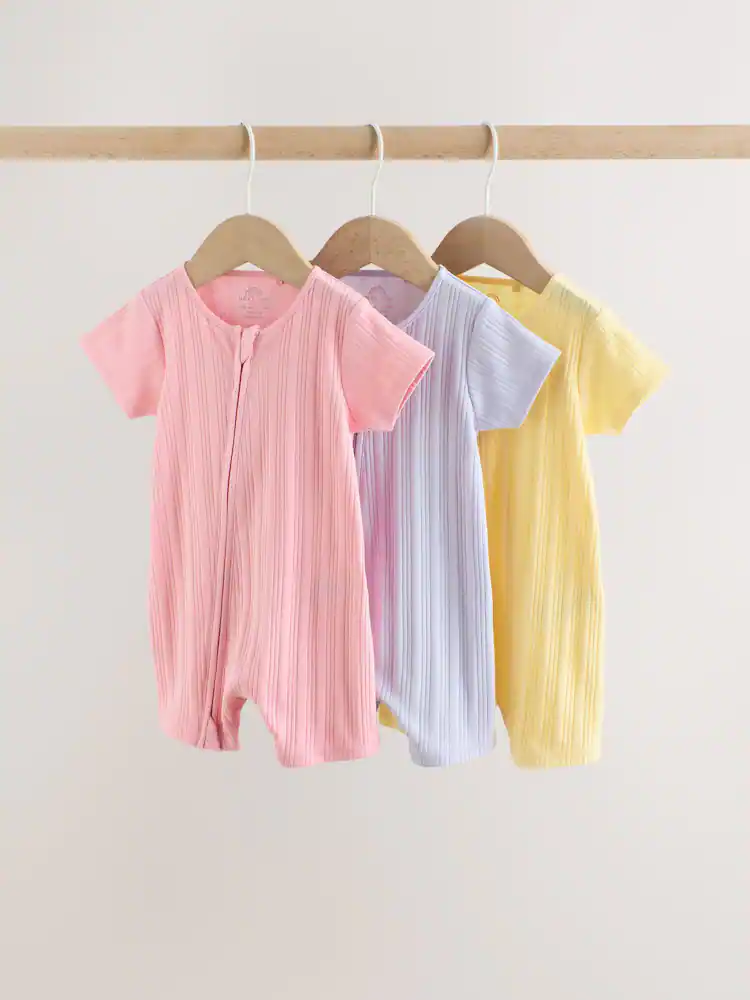 Bright 3 Pack Two Way Zip Baby Romper
