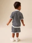 Navy Check Short Sleeve Shirt and Shorts Set