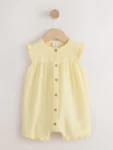 Yellow Baby Short Leg Muslin Romper