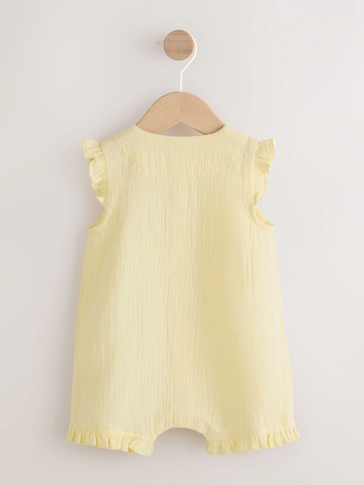 Yellow Baby Short Leg Muslin Romper