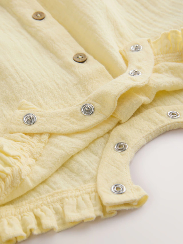 Yellow Baby Short Leg Muslin Romper