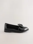 Black Patent School Bow Loafers