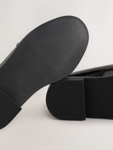 Black Patent School Bow Loafers