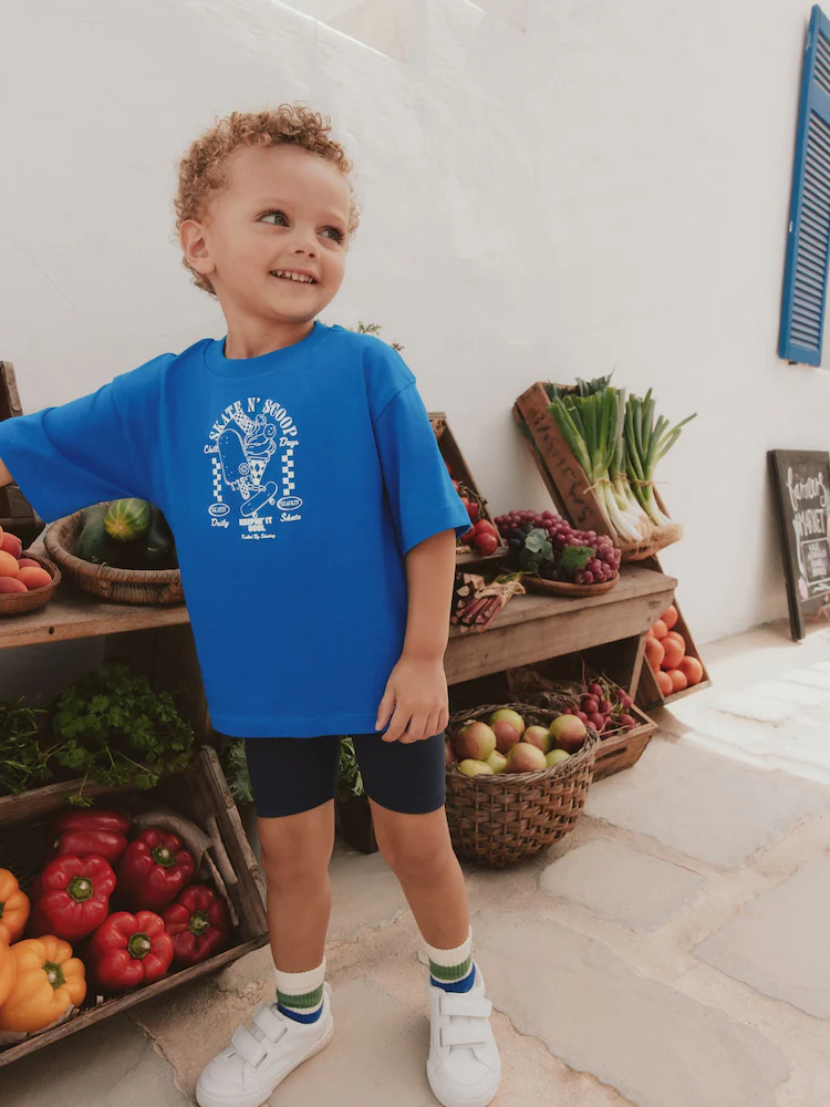 Cobalt Blue Short Sleeve T-Shirt and Cycling Shorts Set