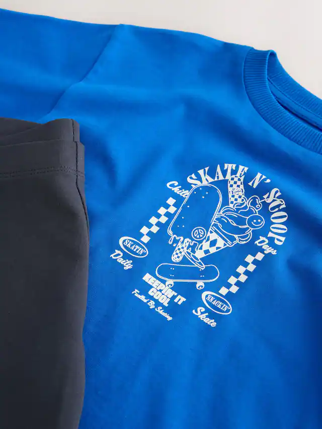 Cobalt Blue Short Sleeve T-Shirt and Cycling Shorts Set
