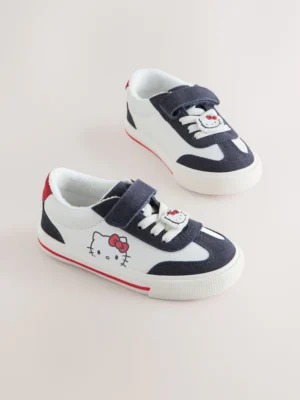 White/Black Hello Kitty Touch Fastening Elastic Lace Trainers