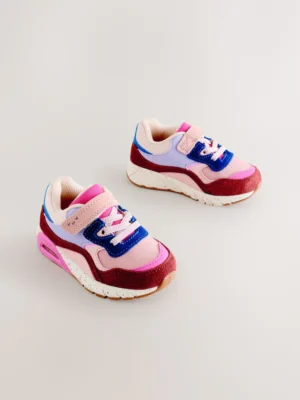 Multi Pink Elastic Lace Chunky Trainers