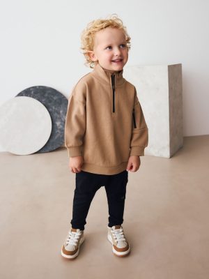 Tan Brown Half Zip Top and Joggers Set