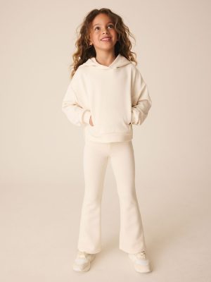 Ecru White Hoodie And Kick-Flare Set