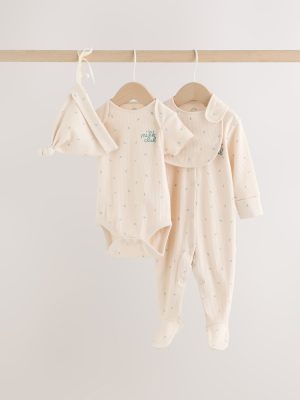 Neutral Milk Club Baby Sleepsuit, Bodysuit, Beanie and Bib Set 4 Piece