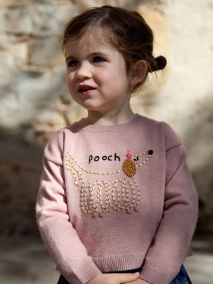 Pink Pooch Embroidered Boxy Jumper