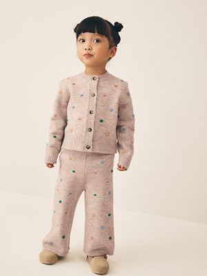 Oatmeal Rainbow Spot Cardigan and Trousers Set