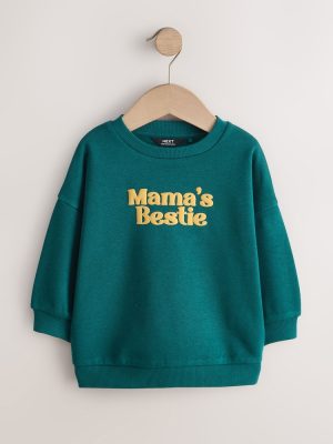 Green Mama's Bestie Printed Crew Neck Sweat Top