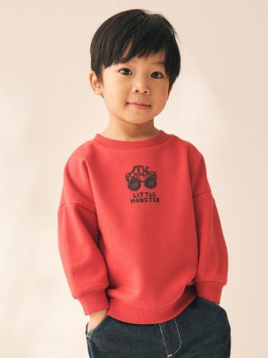 Red Truck Printed Crew Neck Sweat Top