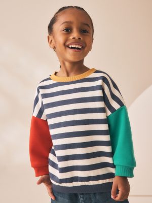 Hotch Potch Stripe Printed Crew Neck Sweat Top