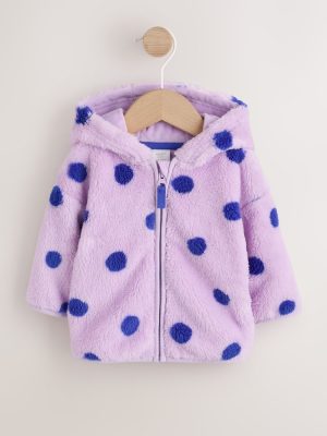Purple Spot Fleece Baby Hooded Jacket
