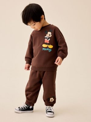 Chocolate Brown Mickey Mouse Crew Neck Sweat Top and Joggers Set