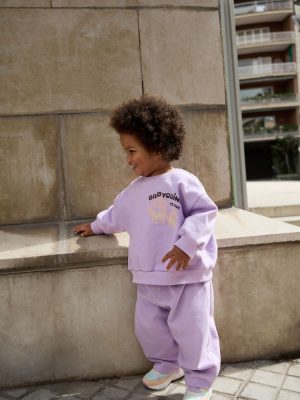 Lilac Babychino Sweatshirt and Barrel Leg Set