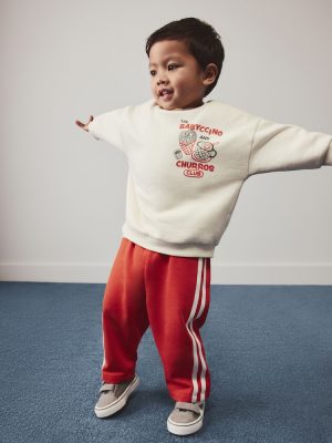 Red/Ecru Crew Neck Joggers Set