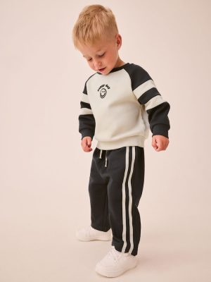 Grey/Ecru Crew Neck Joggers Set