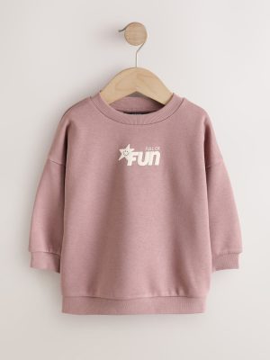 Mauve Purple Printed Crew Neck Sweat Top