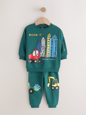 Dark Green Crew Neck Sweatshirt and Jogger Set