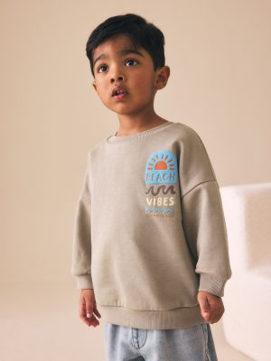 Back Back Printed Crew Neck Sweat Top