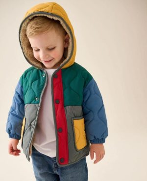 Colour Block Quilted Coat