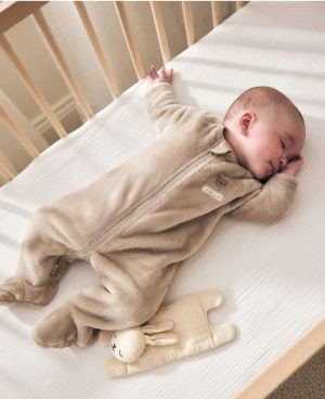 Neutral Bear Fleece Two Way Zip Baby Sleepsuit