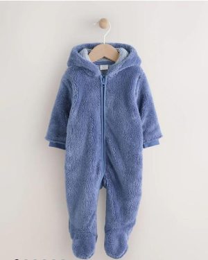 Navy Fleece Baby Pramsuit