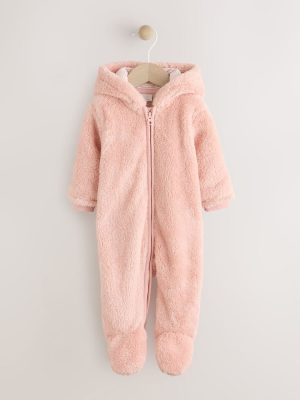Pink Fleece Baby Pramsuit