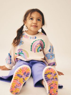 Light Purple Rainbow Sweatshirt and Wide Leg Joggers Set