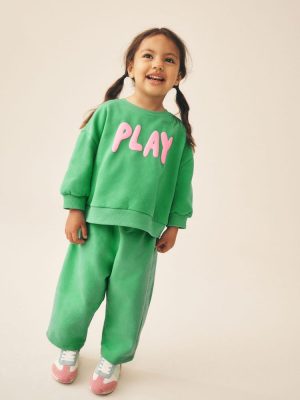 Green Play Sweatshirt and Barrel Leg Set